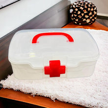 3 Compartment Medical Box, 1 Piece, Indoor Outdoor Medical Utility, Medicine Storage Box, Detachable Tray Medical Box Multi Purpose Regular Medicine, First Aid Box with Handle, Transparent Lid & Color Box