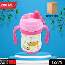 Vacuum Stainless Steel Water Bottle With Carry Handle & Straw Fridge Water Bottle Double Wall, Leak Proof, Rust Proof, Cold & Hot | Leak Proof | Office Bottle | Gym | Home | Kitchen | Hiking | Trekking | Travel Bottle (280 ML)